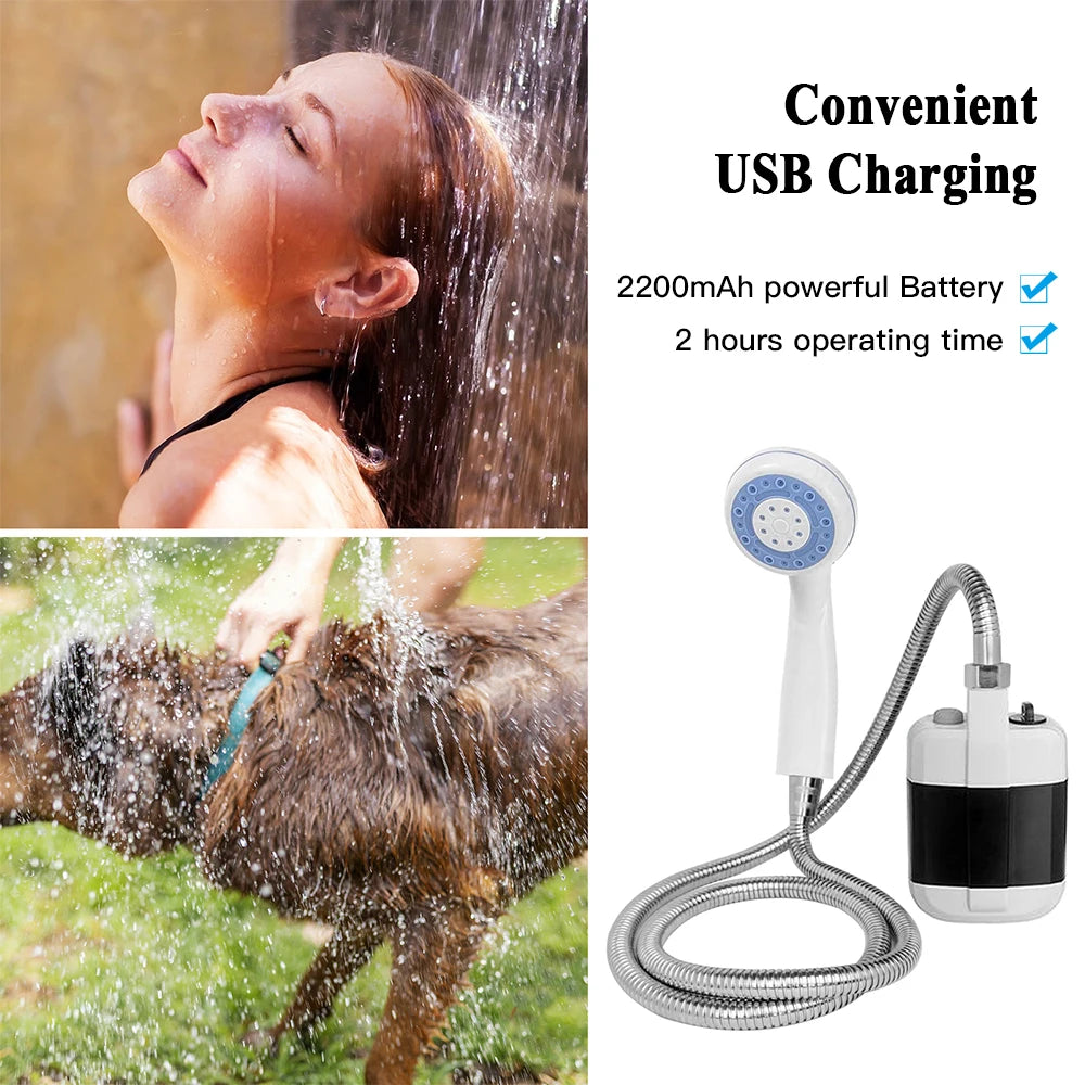 Rechargeable Portable Camping Shower │Outdoor Travel, Hiking, Beach & Pet Cleaning